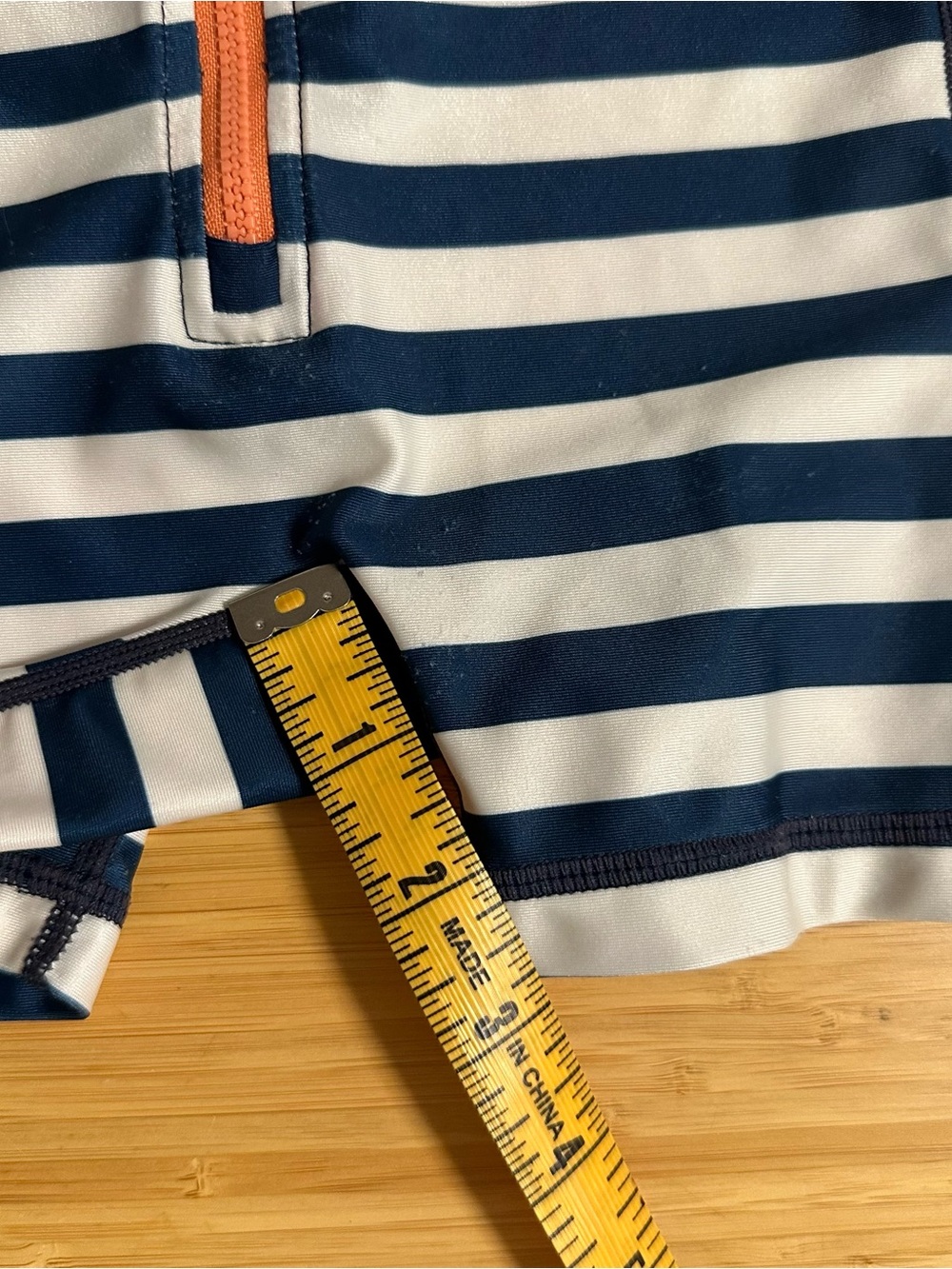 Tea Collection Navy & White Striped Long-Sleeve Rashguard Suit with Orange Zip - Picture 2 of 6
